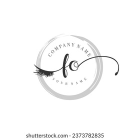 Escritura inicial de la letra de los ojos y los ojos en monograma de FO