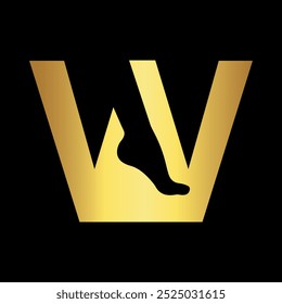 Initial Foot Logo combine with letter W vector template
