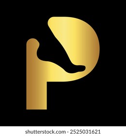Logotipo do pé inicial combinado com modelo de vetor da letra P
