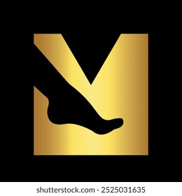 Initial Foot Logo combine with letter M vector template
