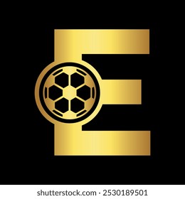 Initial Football Logo combine with letter E vector template
