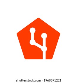 initial four. Circuit Node Pentagon logo template