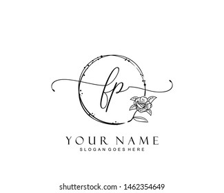 Initial FP beauty monogram and elegant logo design, handwriting logo of initial signature, wedding, fashion, floral and botanical with creative template.