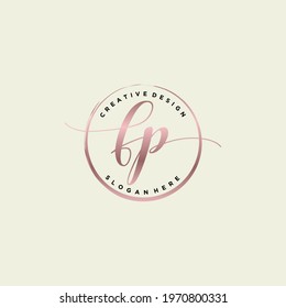 Initial FP beauty monogram and elegant logo design, handwriting logo of initial signature, wedding, fashion, floral and botanical with creative template.