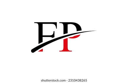 Initial FP letter Logo With Swoosh Design Graphic Vector Template for Business and Company Identity.