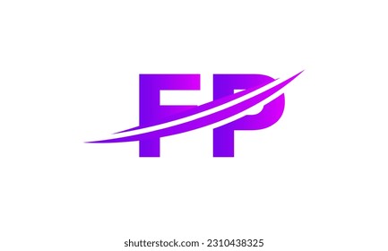 Initial FP letter Logo With Swoosh Design Graphic Vector Template for Business and Company Identity.