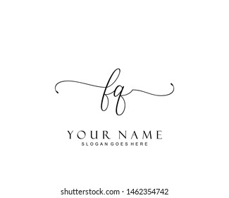 Initial FQ beauty monogram and elegant logo design, handwriting logo of initial signature, wedding, fashion, floral and botanical with creative template.