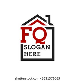 Initial FQ house logo for Roofing. Letter FQ Real Estate Logo