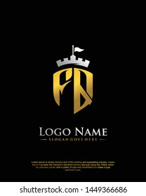 initial FQ letter with shield style logo template vector