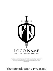 initial FQ letter with shield style logo template vector