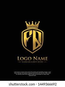 initial FQ letter with shield style logo template vector