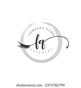 Escritura inicial en monograma FQ para ojo y pestañas