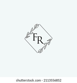 Initial FR beauty elegant logo design floral template illustration
