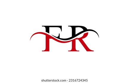 Logotipo inicial de la carta FR con plantilla de vectores gráficos de diseño Swoosh para identidad de empresa y empresa.