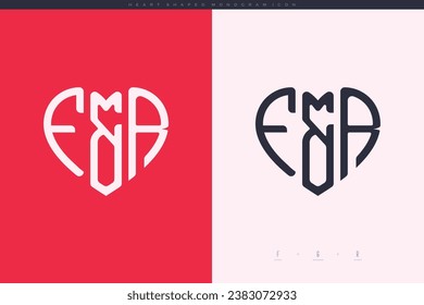 initial FR letters with red heart and love logo flat icon monogram concept