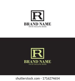 initial fr logo square vector eps