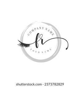 Initial FR monogram eye and eyelash handwriting