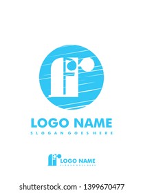 Initial FR negative space logo with circle template