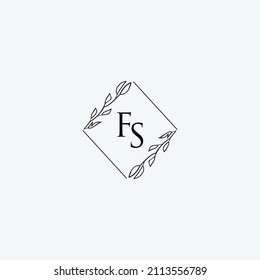 Ilustración de plantilla floral de diseño elegante de logotipo de belleza FS inicial