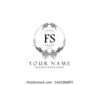 Initial FS beauty monogram and elegant logo design, handwriting logo of initial signature, wedding, fashion, floral and botanical with creative template.