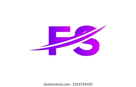 Initial FS letter Logo With Swoosh Design Graphic Vector Template for Business and Company Identity.