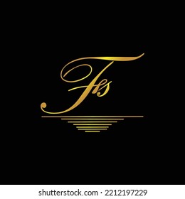 Initial FS logo signature elegant gold element