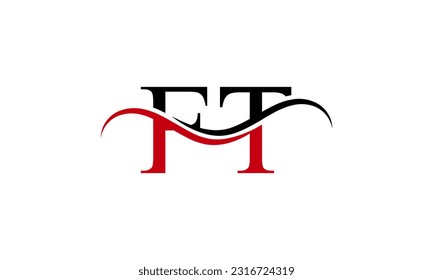 Logotipo de letra FT inicial con plantilla de vectores gráficos de diseño Swoosh para identidad de empresa y empresa.