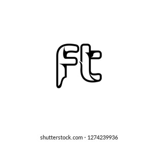 Initial FT Letter Stylish Concept Black Linear Logotype