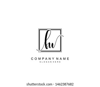 Initial FU beauty monogram and elegant logo design, handwriting logo of initial signature, wedding, fashion, floral and botanical with creative template.