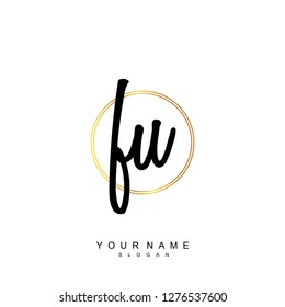 Initial FU handwriting logo vector