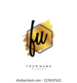 Initial FU handwriting logo vector