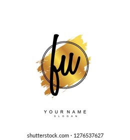 Initial FU handwriting logo vector