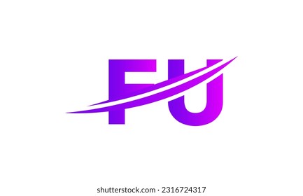 Initial FU letter Logo With Swoosh Design Graphic Vector Template for Business and Company Identity.