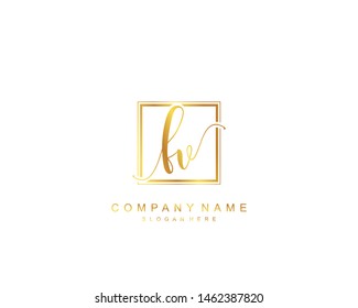 Initial FV beauty monogram and elegant logo design, handwriting logo of initial signature, wedding, fashion, floral and botanical with creative template.