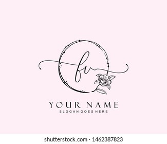 Initial FV beauty monogram and elegant logo design, handwriting logo of initial signature, wedding, fashion, floral and botanical with creative template.