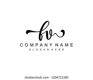Initial FV handwriting logo vector