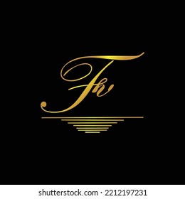 Initial FV logo signature elegant gold element