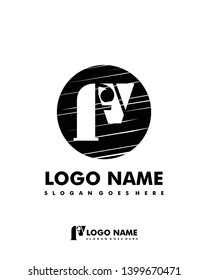 Initial FV negative space logo with circle template