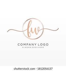 Initial FW beauty monogram and elegant logo design, handwriting logo of initial signature, wedding, fashion, floral and botanical with creative template.
