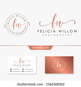 initial fw feminine logo collections template vector