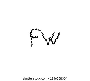 Initial FW Letter Abstract Shape Geometric Monogram Crystal Logotype