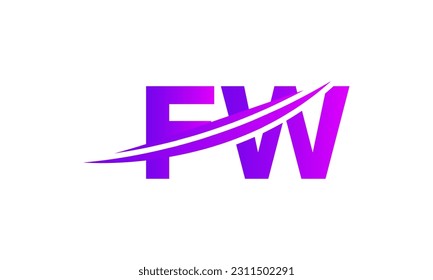 Initial FW letter Logo With Swoosh Design Graphic Vector Template for Business and Company Identity.