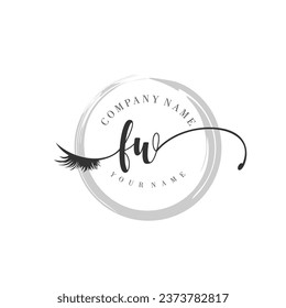 Initial FW monogram eye and eyelash handwriting