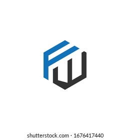  initial FW, WF letter Modern abstract logo design vector icon.
