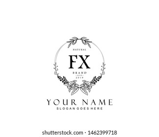 Initial FX beauty monogram and elegant logo design, handwriting logo of initial signature, wedding, fashion, floral and botanical with creative template.