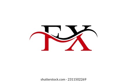 Initial FX letter Logo With Swoosh Design Graphic Vector Template for Business and Company Identity.