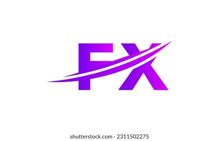 Logotipo inicial de la carta FX con plantilla de vectores gráficos de diseño Swoosh para identidad de empresa y empresa.