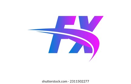 Logotipo inicial de la carta FX con plantilla de vectores gráficos de diseño Swoosh para identidad de empresa y empresa.