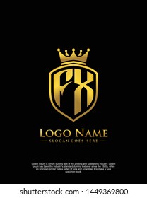 initial FX letter with shield style logo template vector