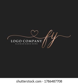 Monograma inicial de belleza FY y diseño elegante de logotipo, logotipo de escritura a mano de firma inicial, boda, moda, floral y botánica con plantilla creativa.